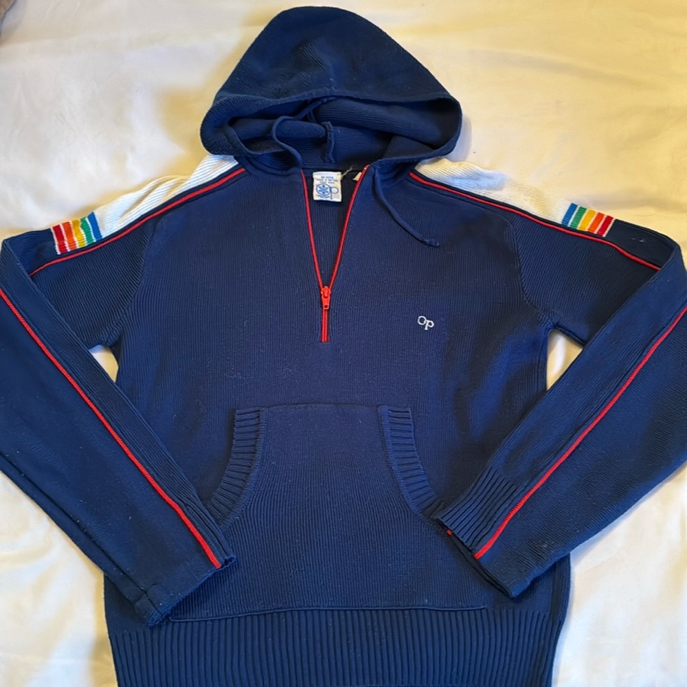 Vintage OP hooded zip front sweater